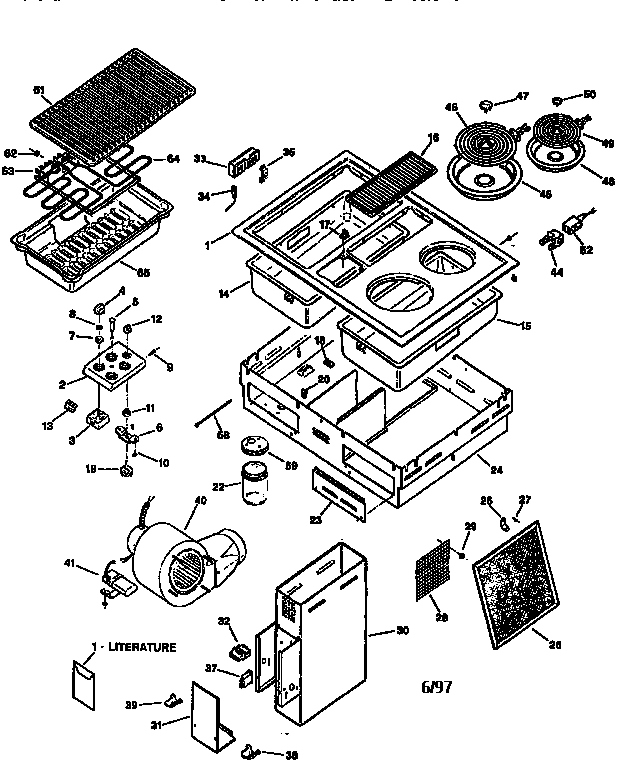 Cooktop Diagram and Parts List for JPB385CV1BC  General Electric Cooktop