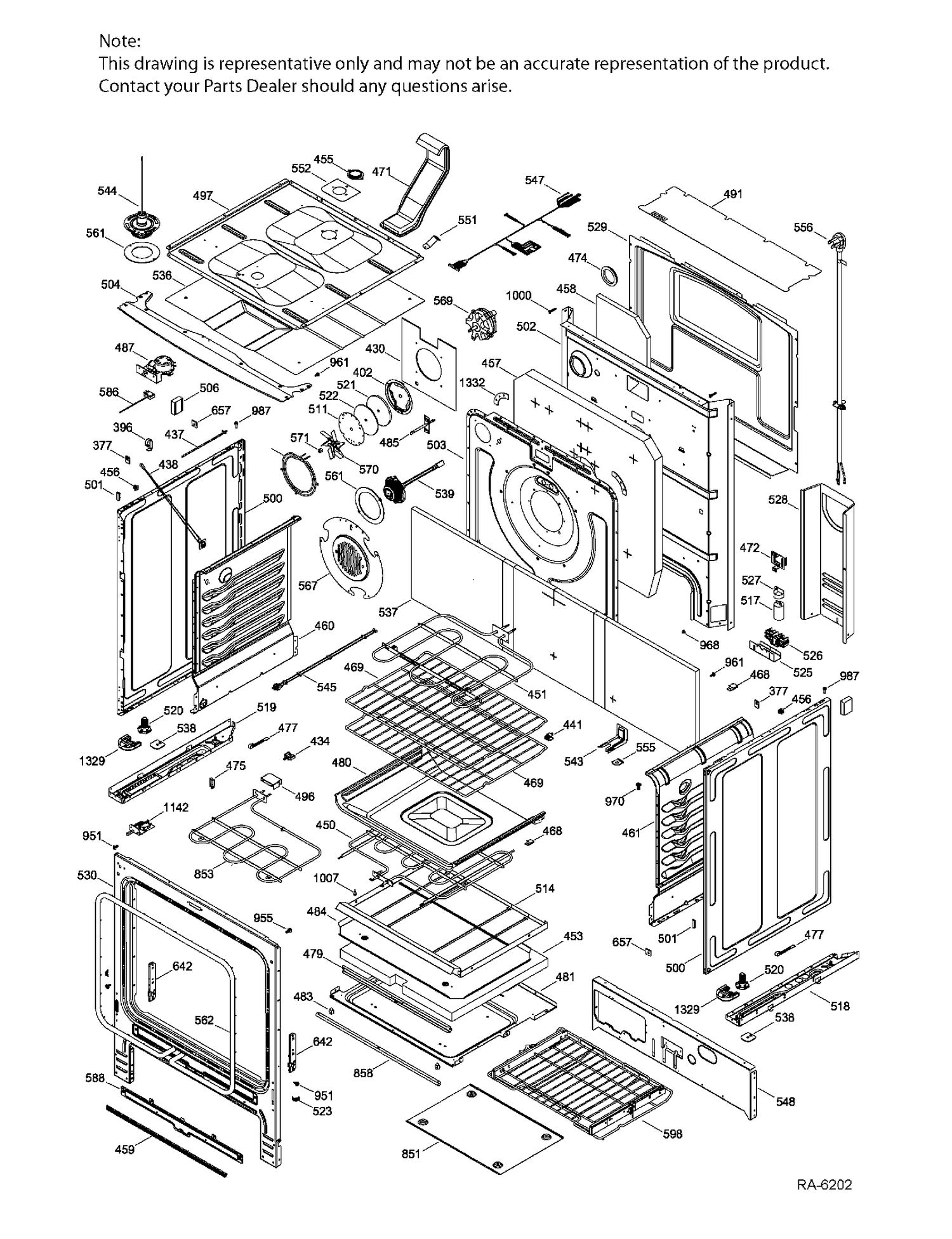 BODY PARTS Diagram and Parts List for PCB985EK1ES  General Electric Range