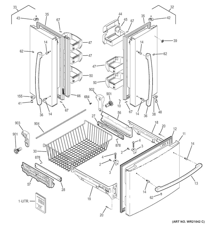 Doors Diagram and Parts List for GNE22GMEBFES  General Electric Refrigerator