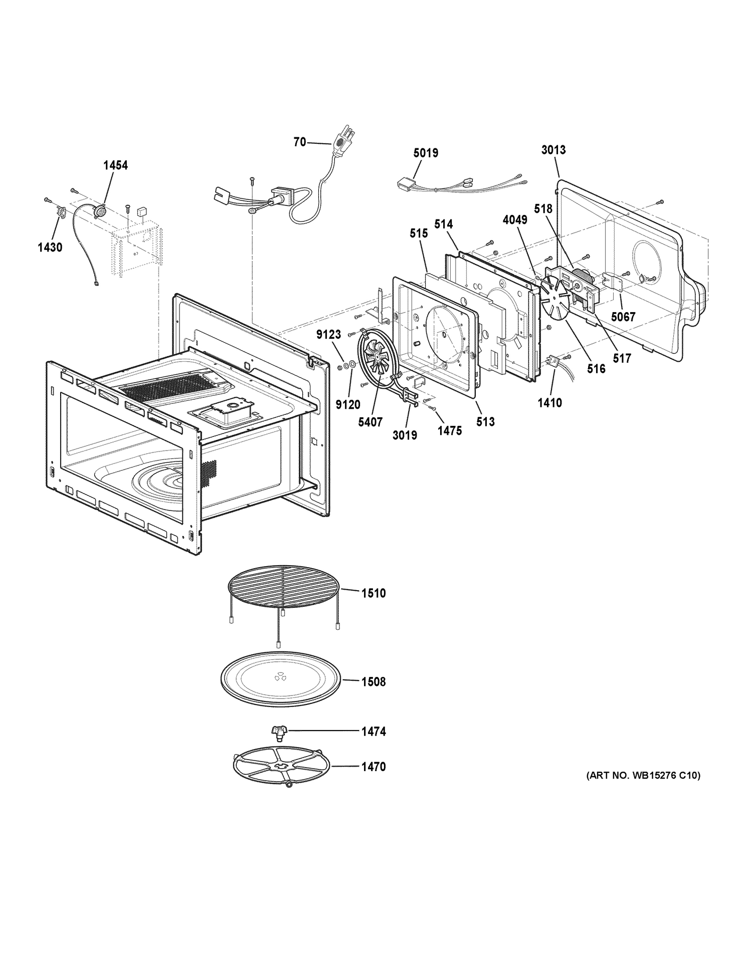 INTERIOR PARTS Diagram and Parts List for PWB7030EL2ES  General Electric Microwave Oven Combo