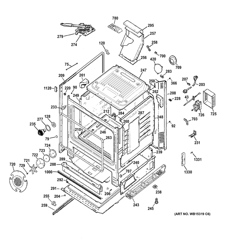 Body Parts Diagram and Parts List for JGB770DEF2BB  General Electric Range