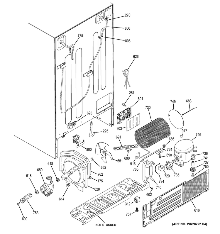 Machine Compartment Diagram and Parts List for GSHS6HGDECSS  General Electric Refrigerator