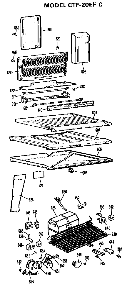 Unit Parts Diagram and Parts List for CTF20EFC  Hotpoint Refrigerator