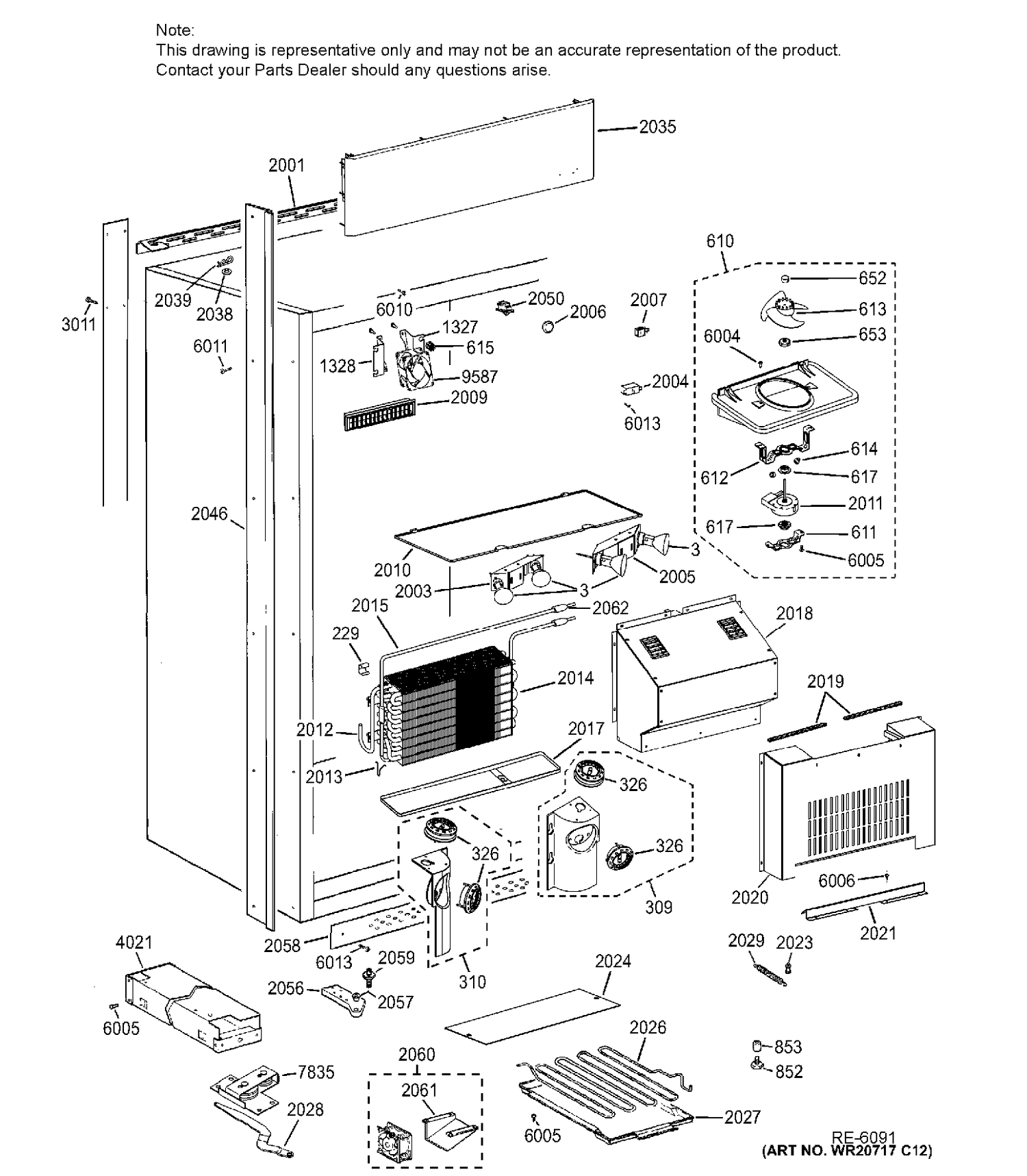 CABINET Diagram and Parts List for ZIR360NHARH  General Electric Refrigerator