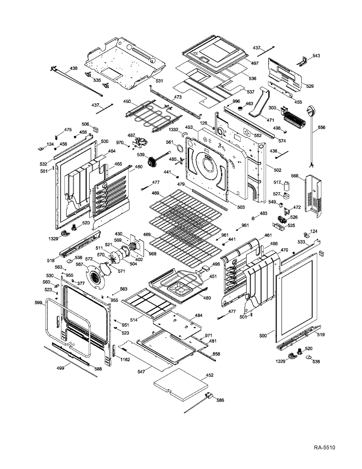 BODY PARTS Diagram and Parts List for PCS968SR3SS  General Electric Range