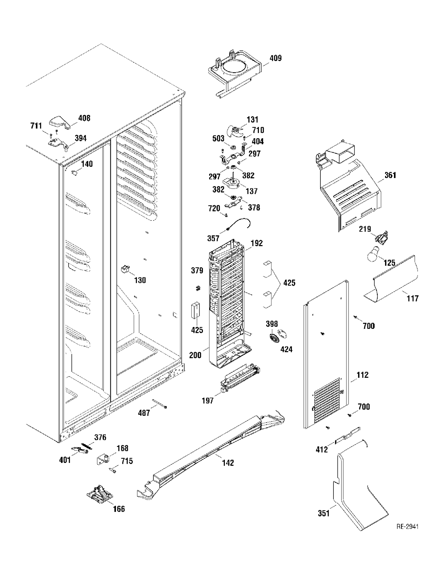 FZ SECTION Diagram and Parts List for GSR23VSWASS  General Electric Refrigerator