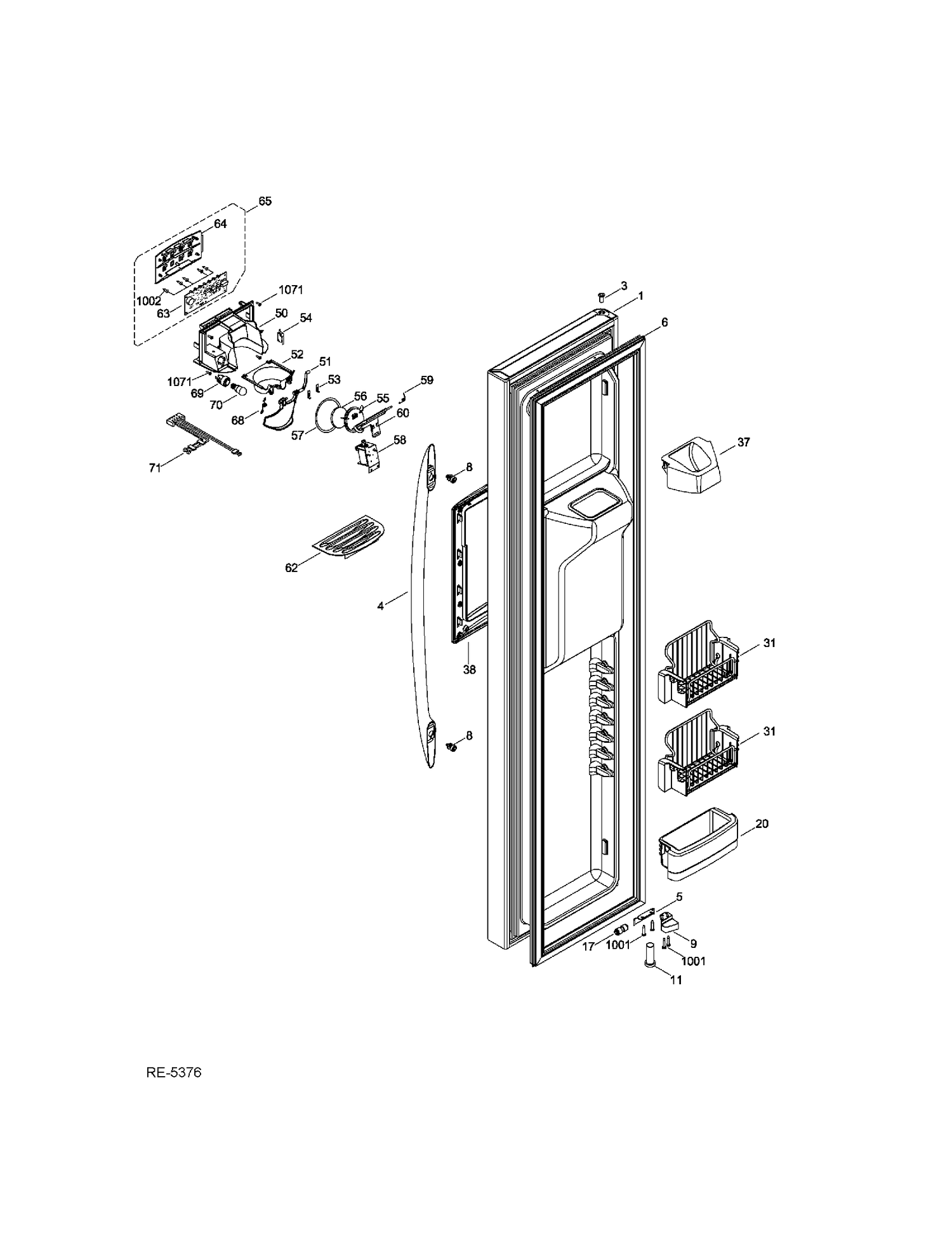 FZ DOOR Diagram and Parts List for PSC23MSTDSS  General Electric Refrigerator