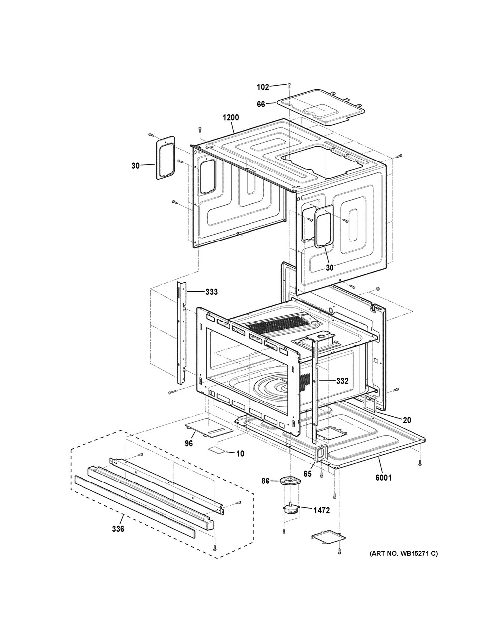 Oven Cavity Parts Diagram and Parts List for PSB9100BL2TS  General Electric Microwave