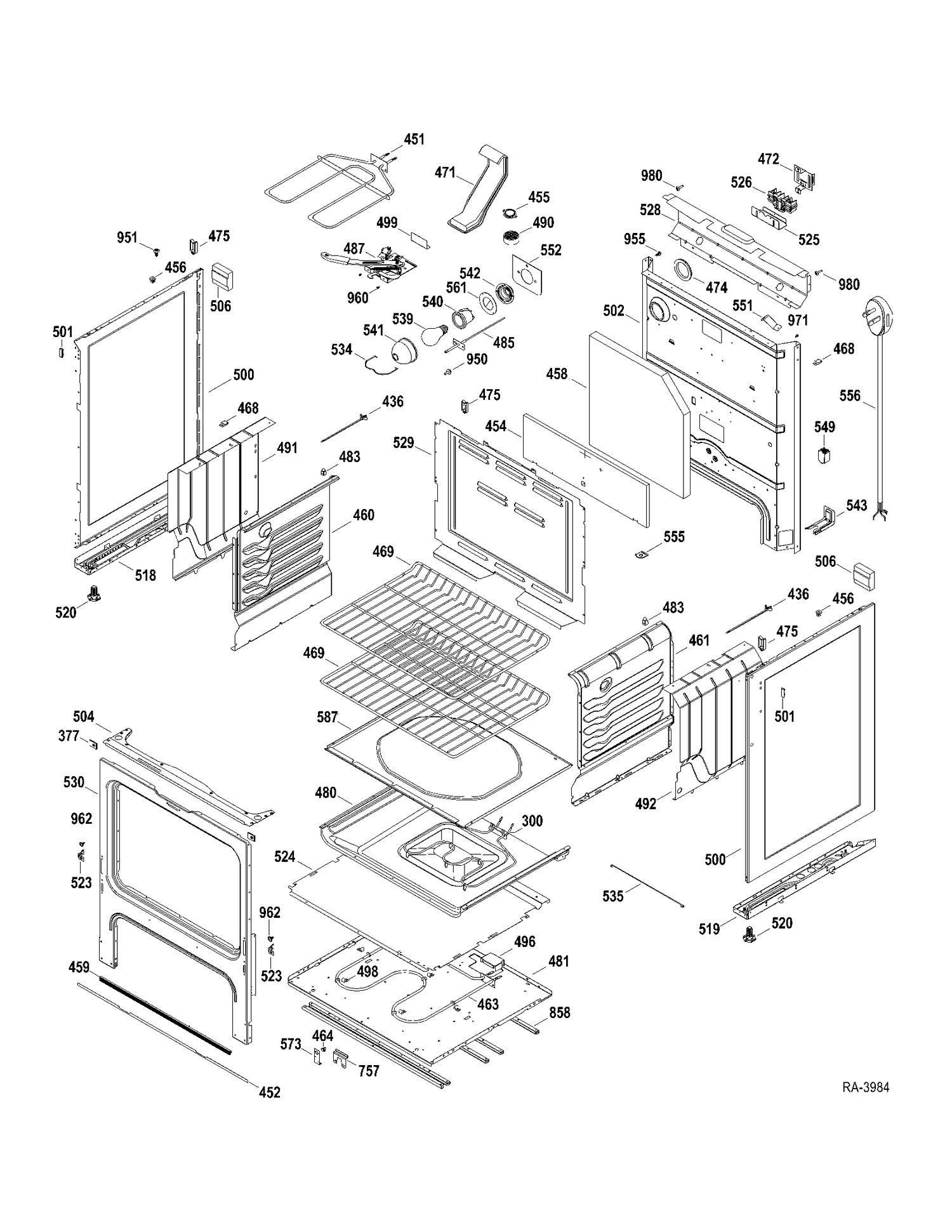 BODY PARTS Diagram and Parts List for JCBP81DP2BB  General Electric Range