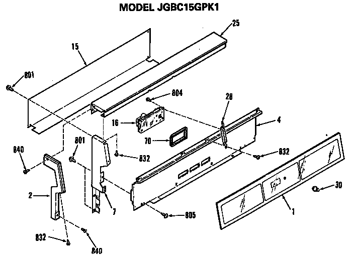 Control Diagram and Parts List for JGBC15GPK1  General Electric Range