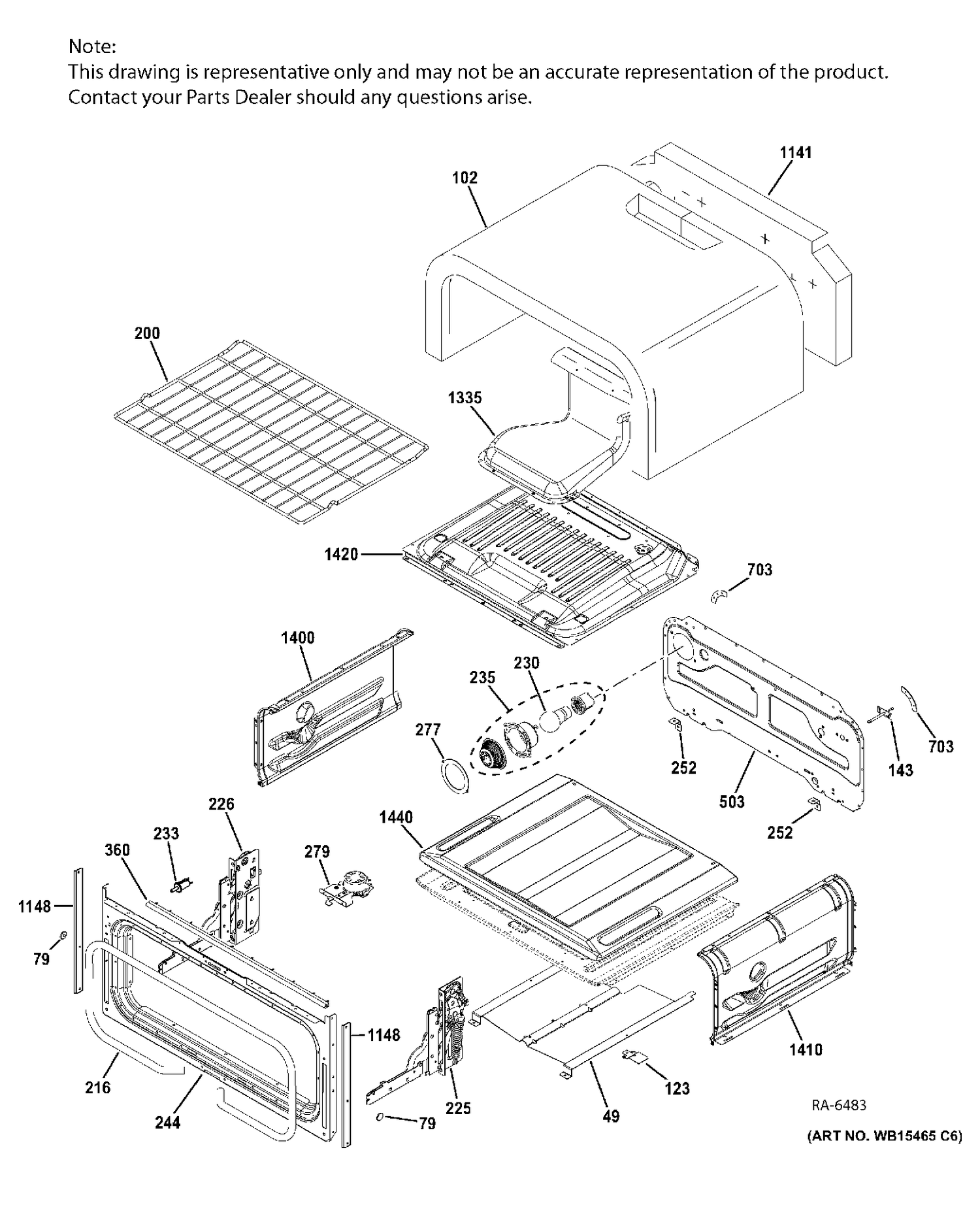 UPPER OVEN Diagram and Parts List for JCGB860SEJ4SS  General Electric Range