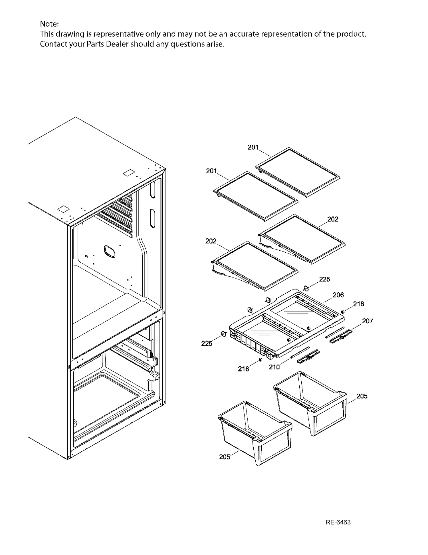 FF SHELVES Diagram and Parts List for PDE21KMKBKES  General Electric Refrigerator