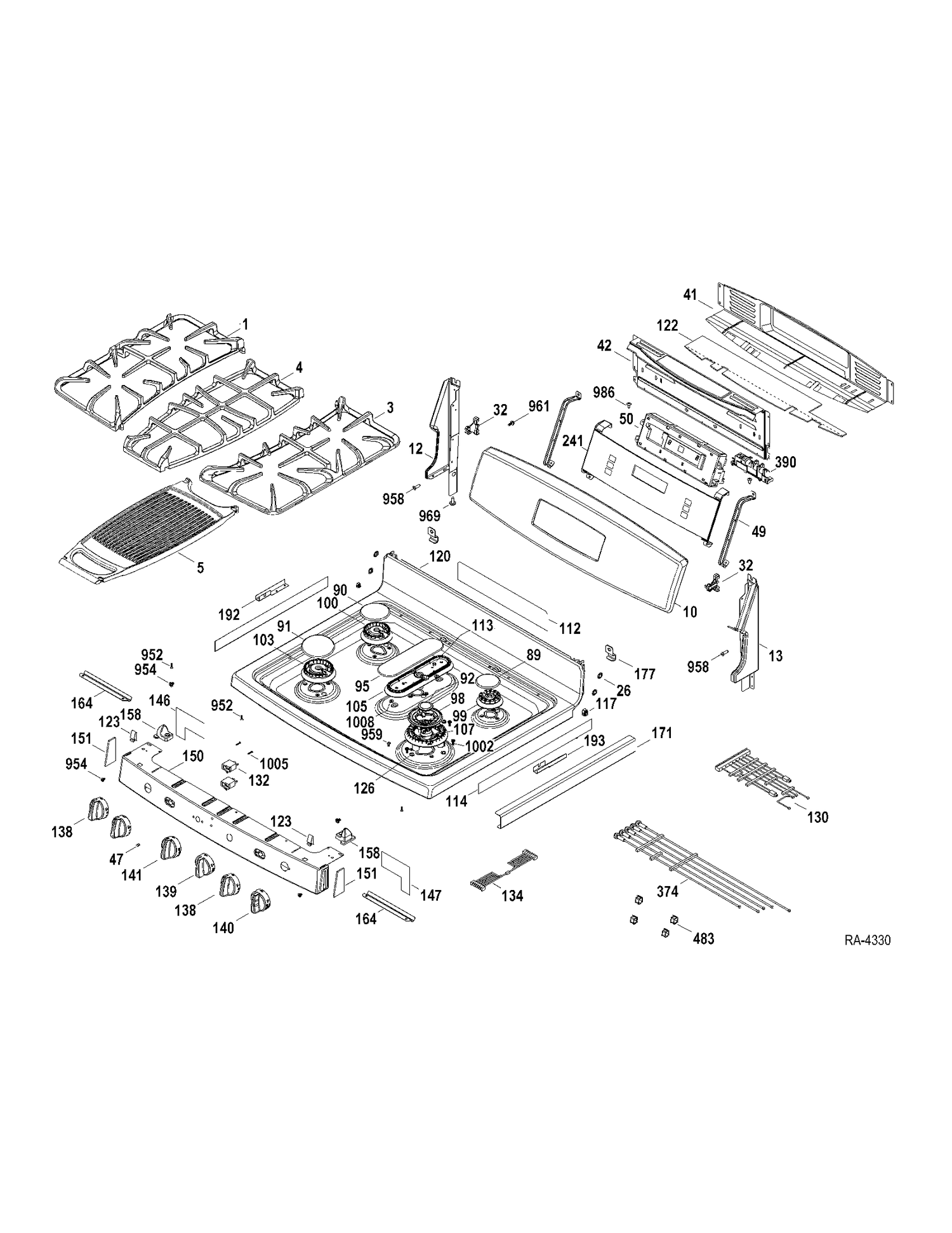 CONTROL PANEL-COOKTOP Diagram and Parts List for PCGB930DET1BB  General Electric Range