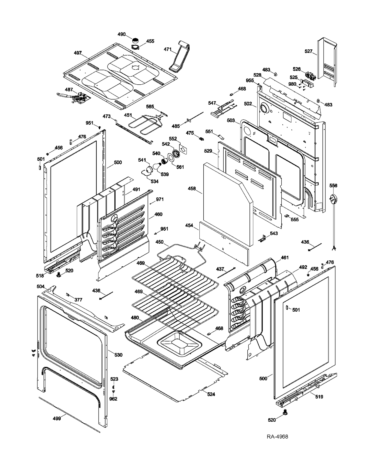 BODY PARTS Diagram and Parts List for MCB787DR3WW  General Electric Range