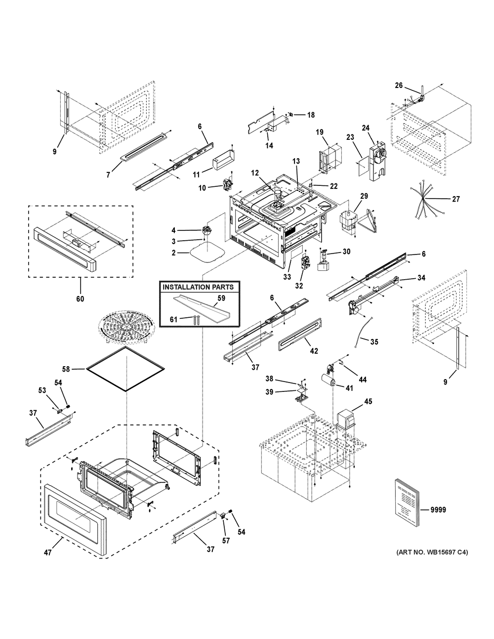 Microwave Diagram and Parts List for PWL1126SW1SS  General Electric Microwave Oven Combo