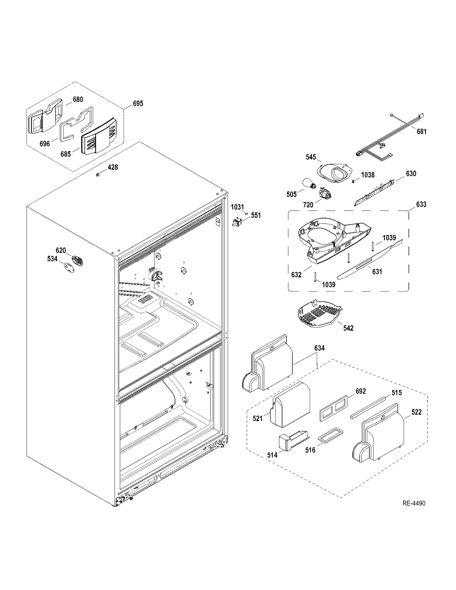 FF SECTION Diagram and Parts List for ADRF0MBZBRWW  General Electric Refrigerator