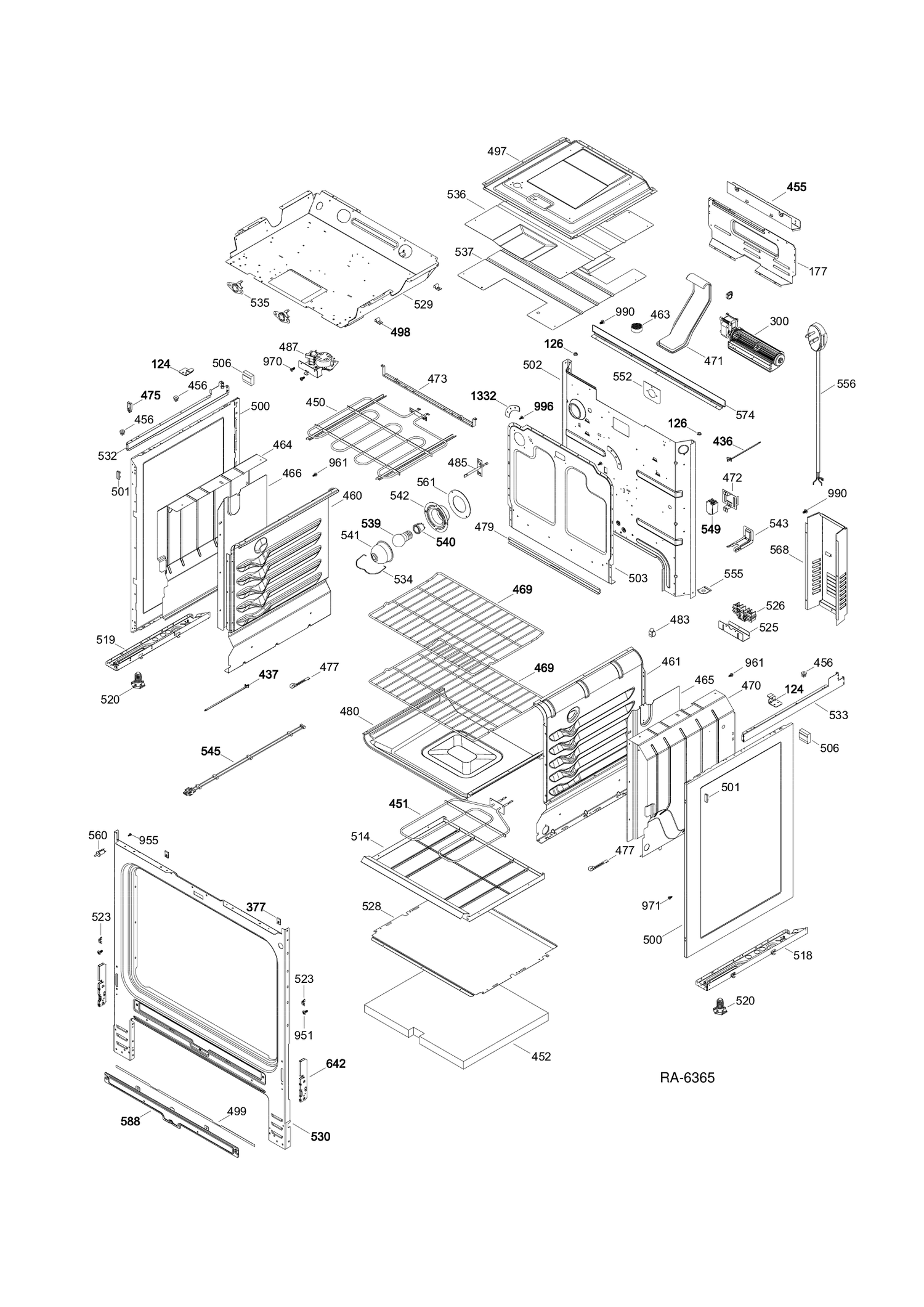 BODY PARTS Diagram and Parts List for JCSP42DR3WW  General Electric Range