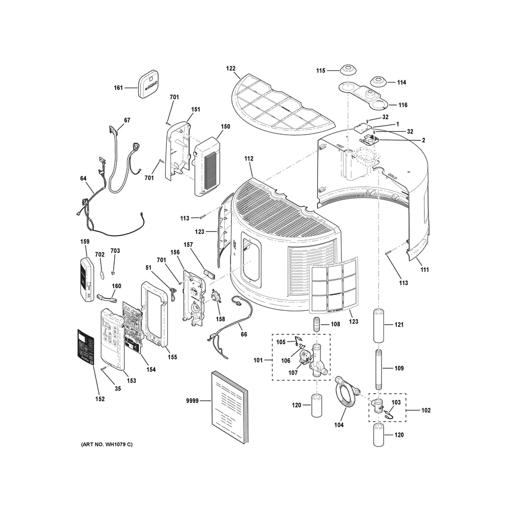Controls, Shroud, & Mixing Valve Diagram and Parts List for PF40S10FPY01  General Electric Water Heater