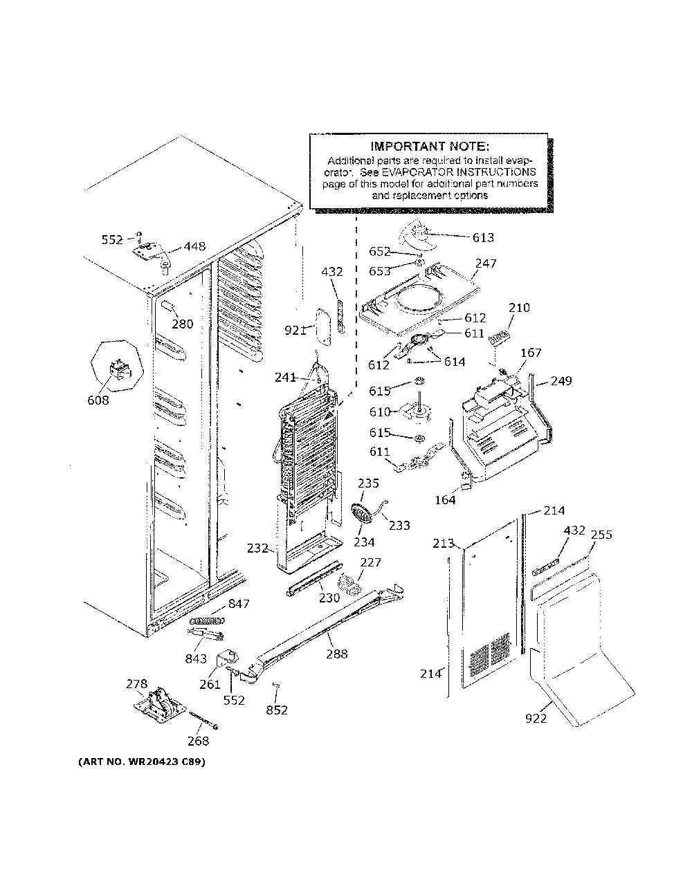 Freezer Section Diagram and Parts List for GZS22IMNMHES  General Electric Refrigerator