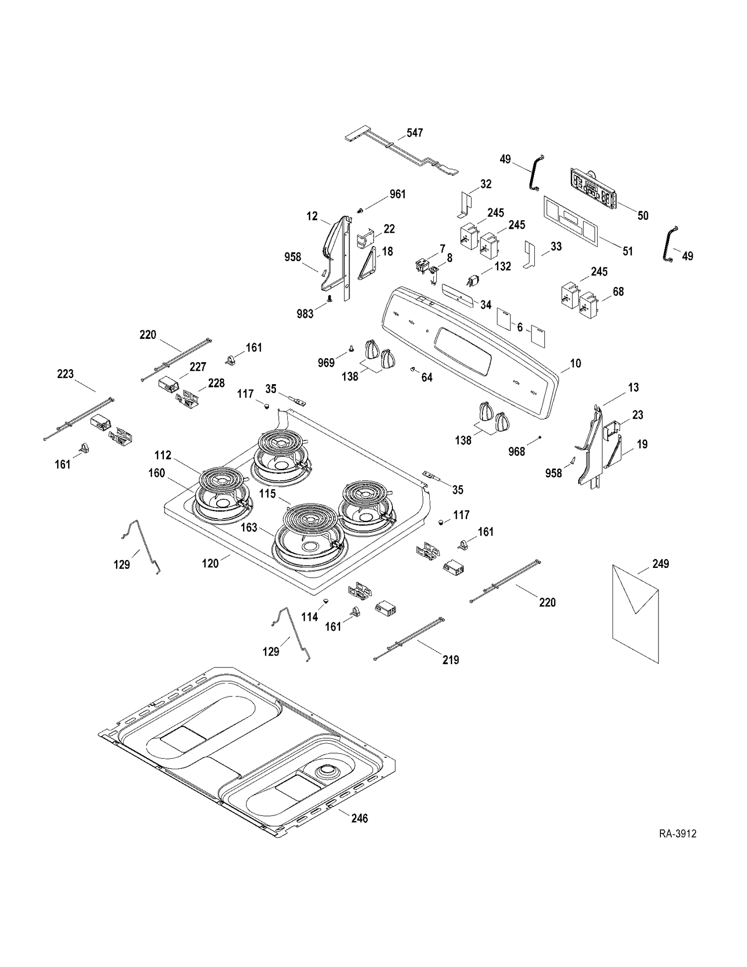CONTROLS-COOKTOP Diagram and Parts List for JCBS25M2WW  General Electric Range