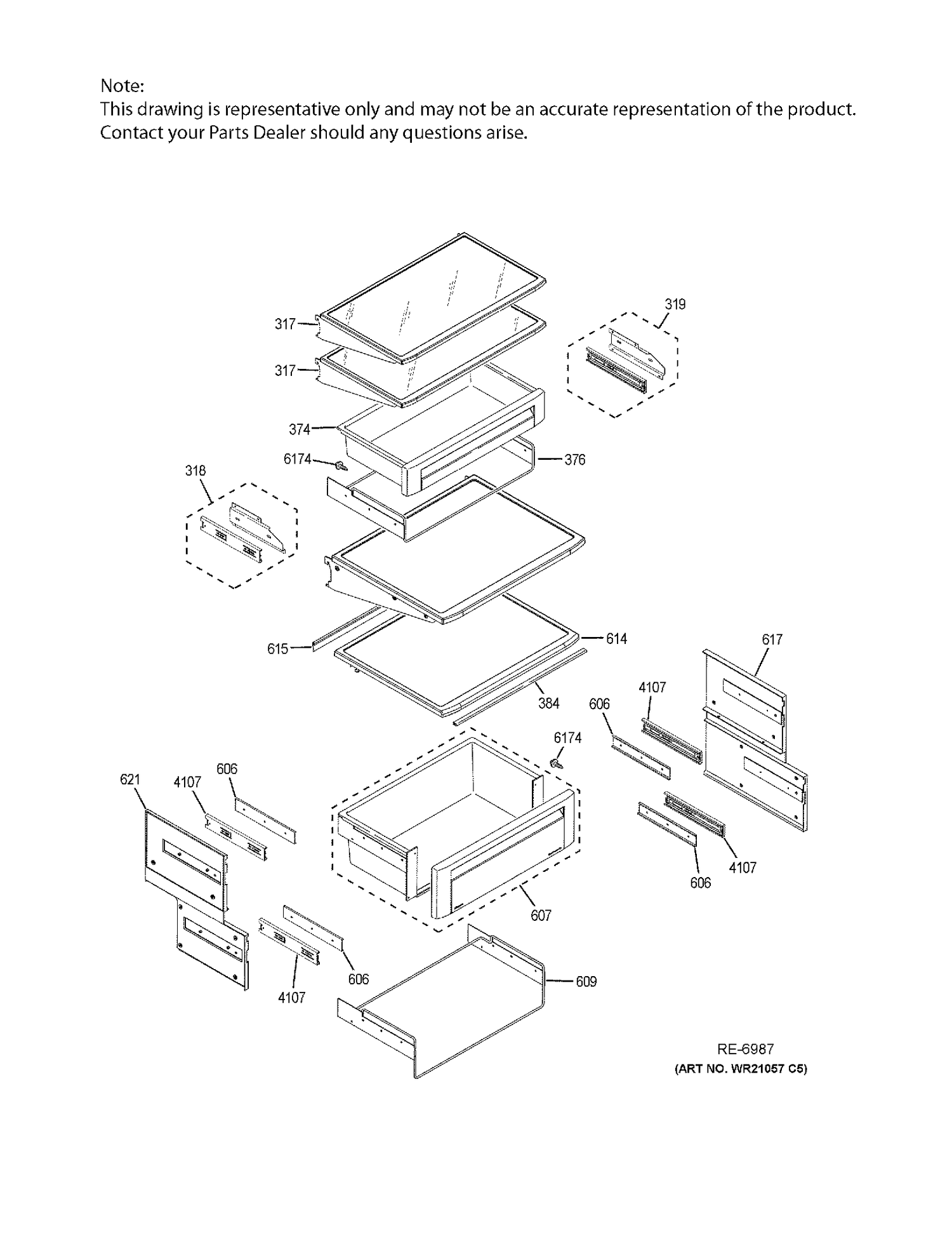 FF SHELVES Diagram and Parts List for ZISS480DKBSS  General Electric Refrigerator