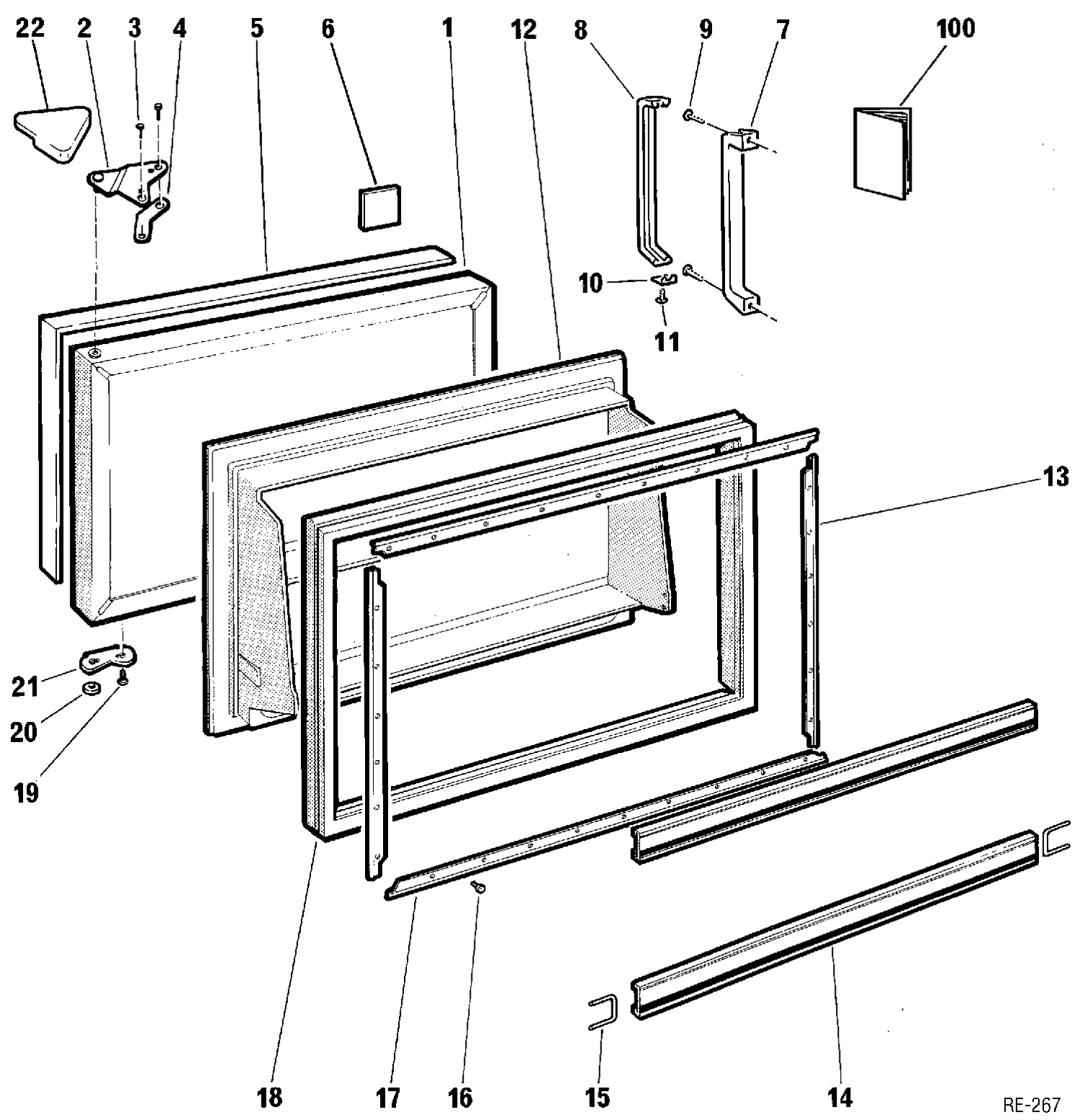FREEZER DOOR Diagram and Parts List for VL15JYPL-5  General Electric Refrigerator