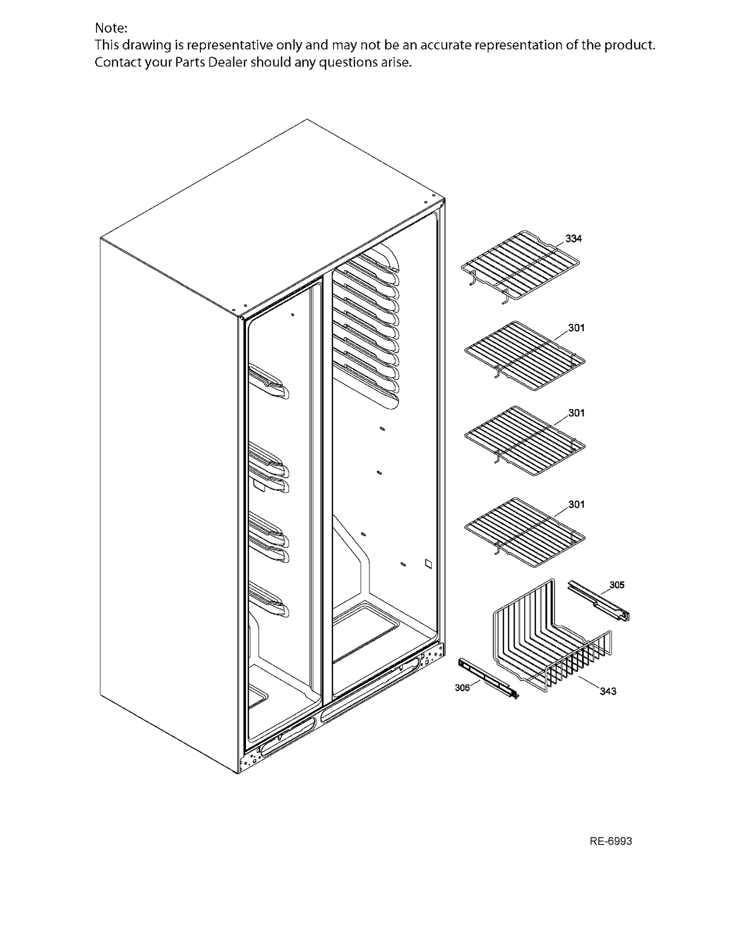 FZ BASKETS Diagram and Parts List for DSRS3KGXHFGS  General Electric Refrigerator