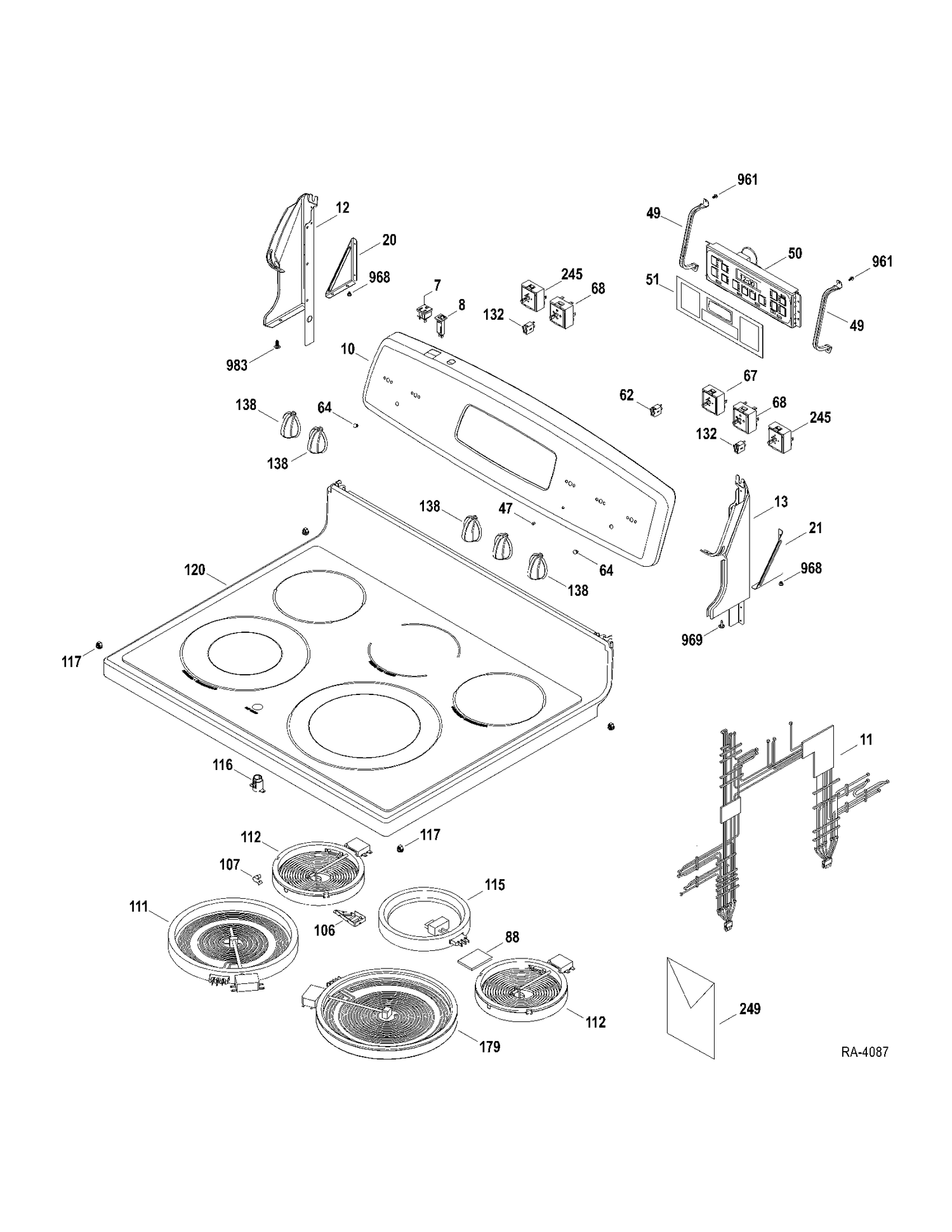 CONTROLS-COOKTOP Diagram and Parts List for JCBP80DP3BB  General Electric Range