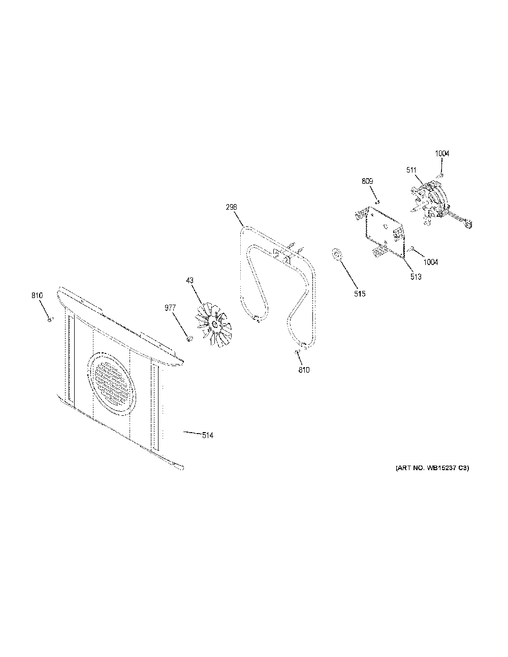 Convection fan Diagram and Parts List for JS760SL3SS  General Electric Range