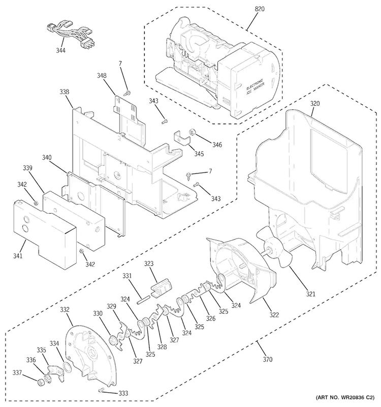 Ice Maker & Dispenser Diagram and Parts List for PGS25KSEAFSS  General Electric Refrigerator