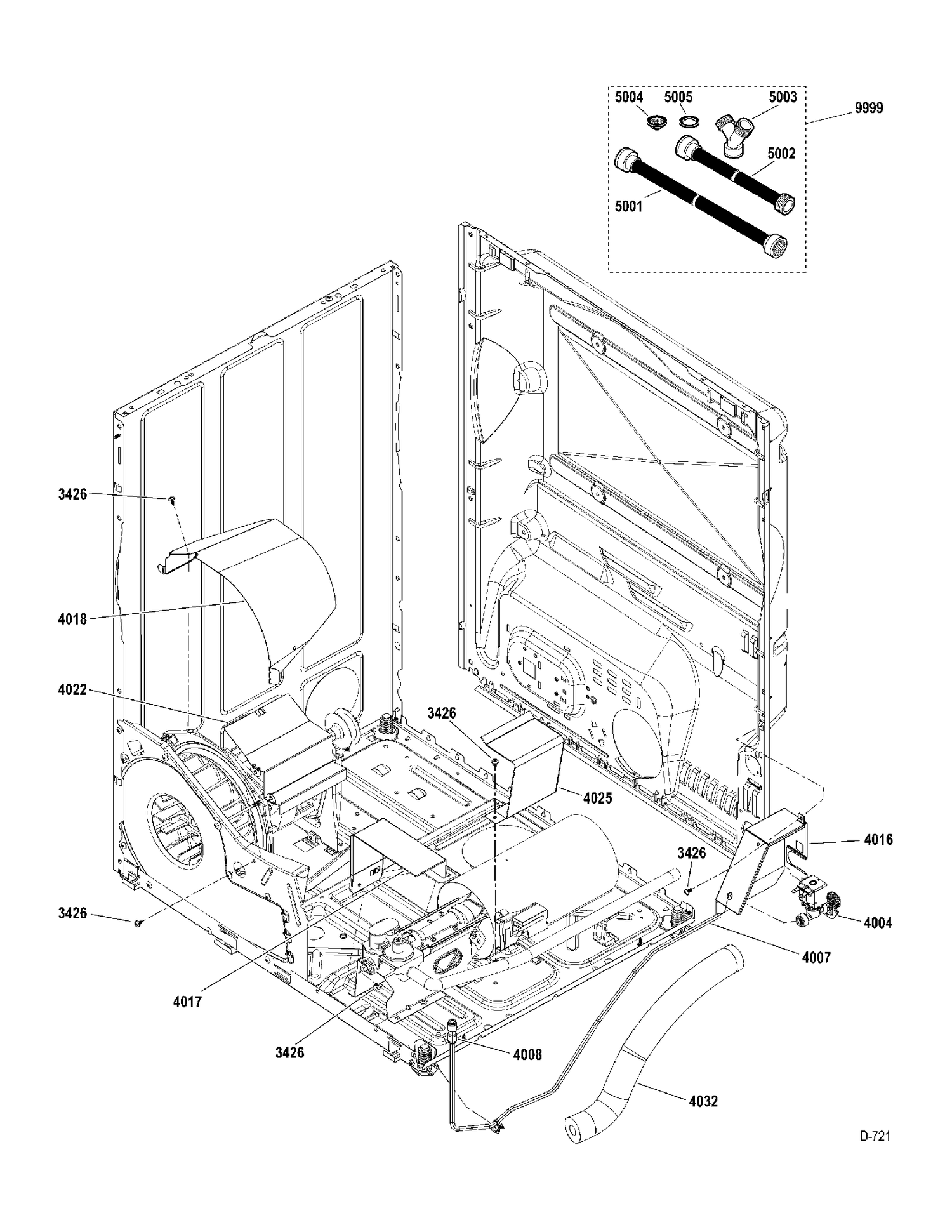CABINET - GAS Diagram and Parts List for PTMS650GM2WT  General Electric Dryer