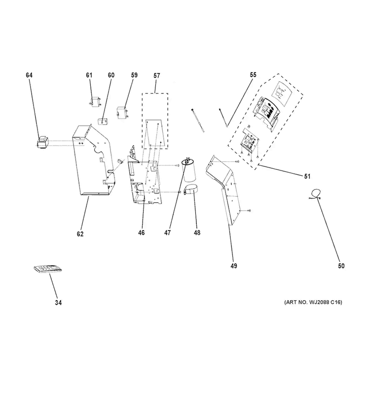 Control Parts Diagram and Parts List for AJCQ10ACGL1  General Electric Air Conditioner