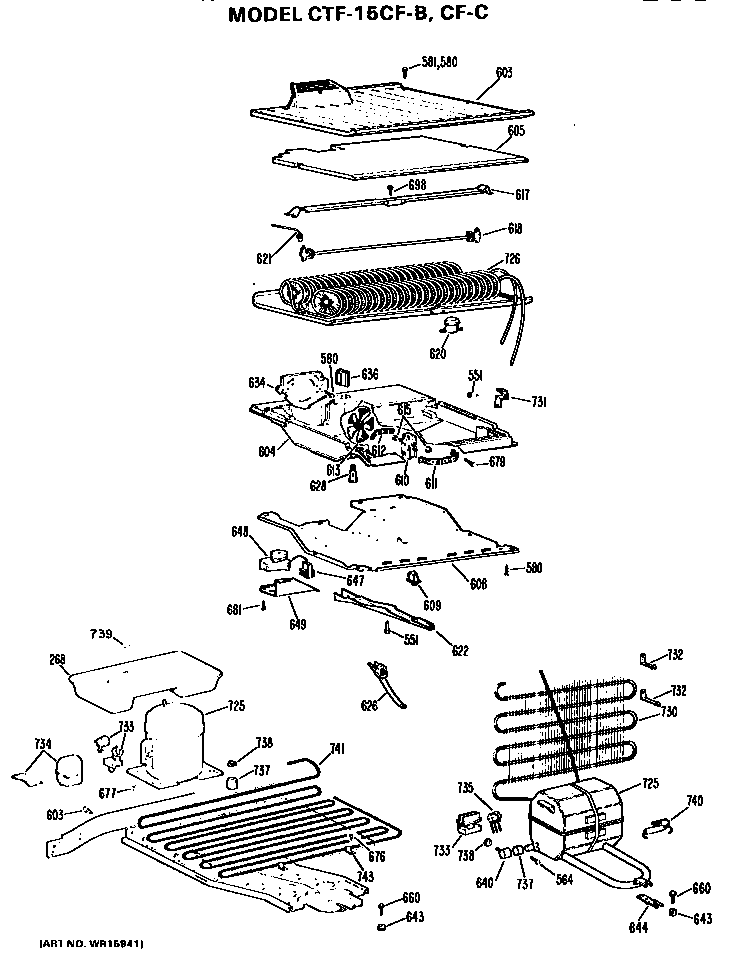 Unit Parts Diagram and Parts List for CTF15CFC  Hotpoint Refrigerator