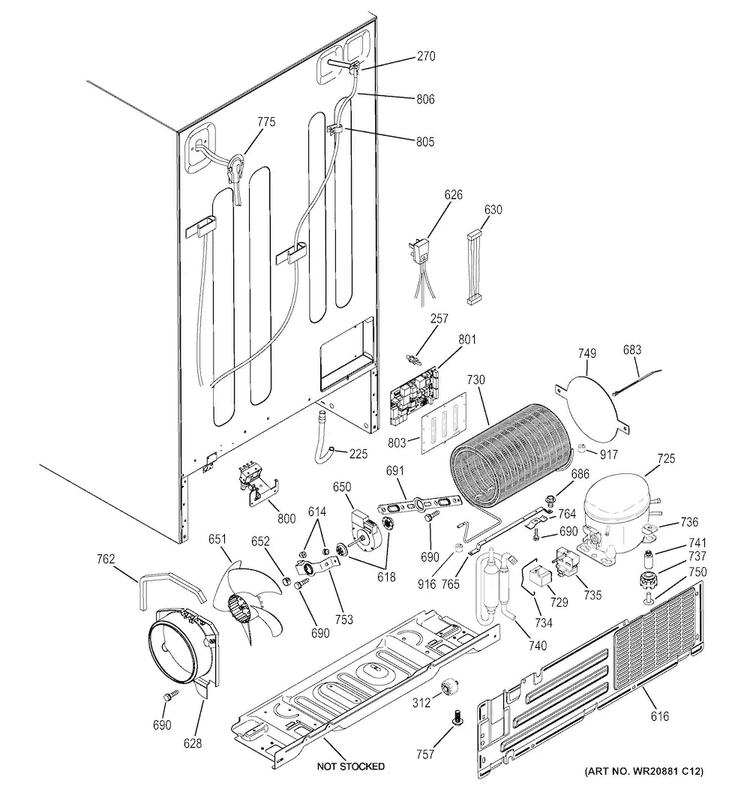 Machine Compartment Diagram and Parts List for PSE25KSHEHSS  General Electric Refrigerator