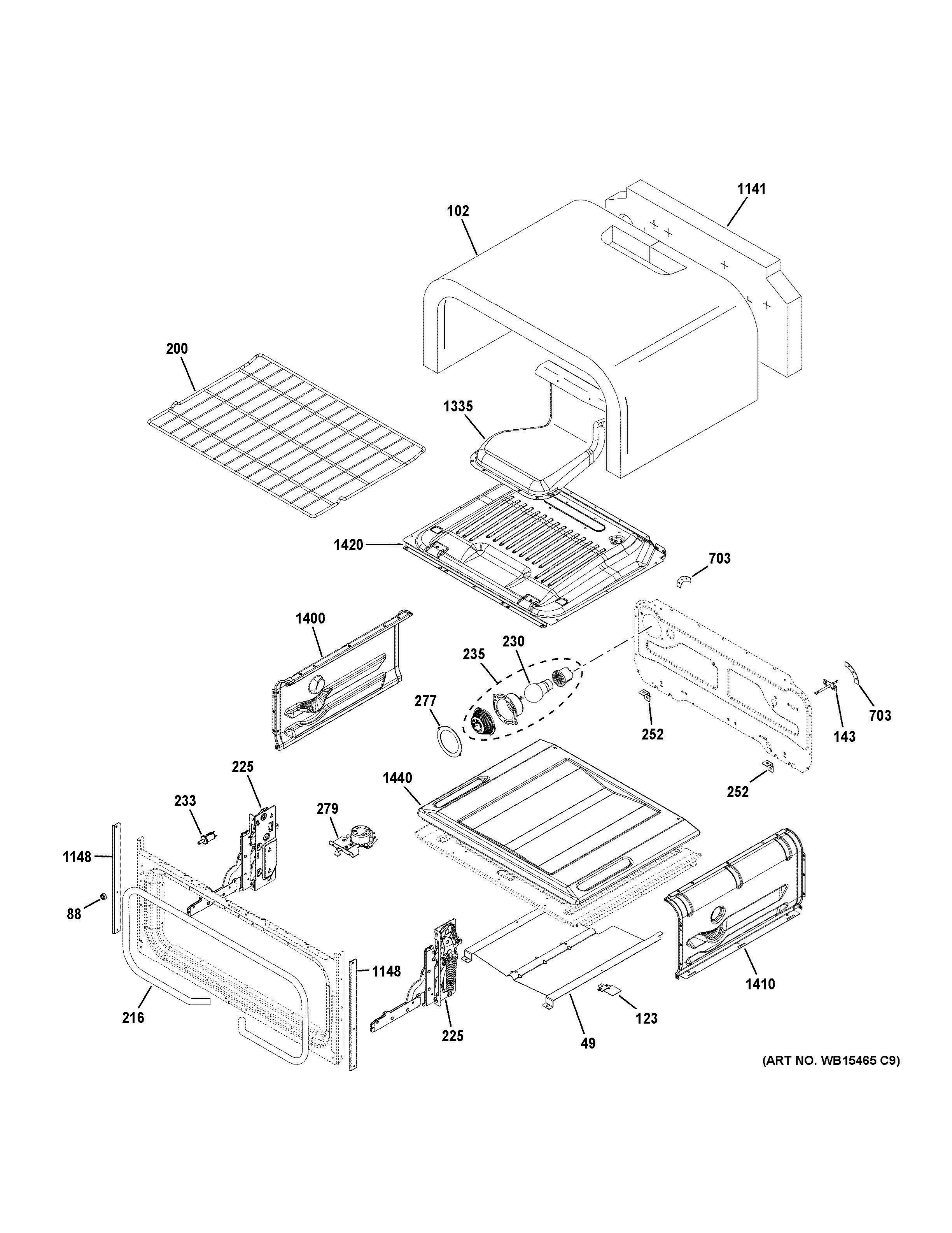 UPPER OVEN Diagram and Parts List for PGB960EEJ4ES  General Electric Range
