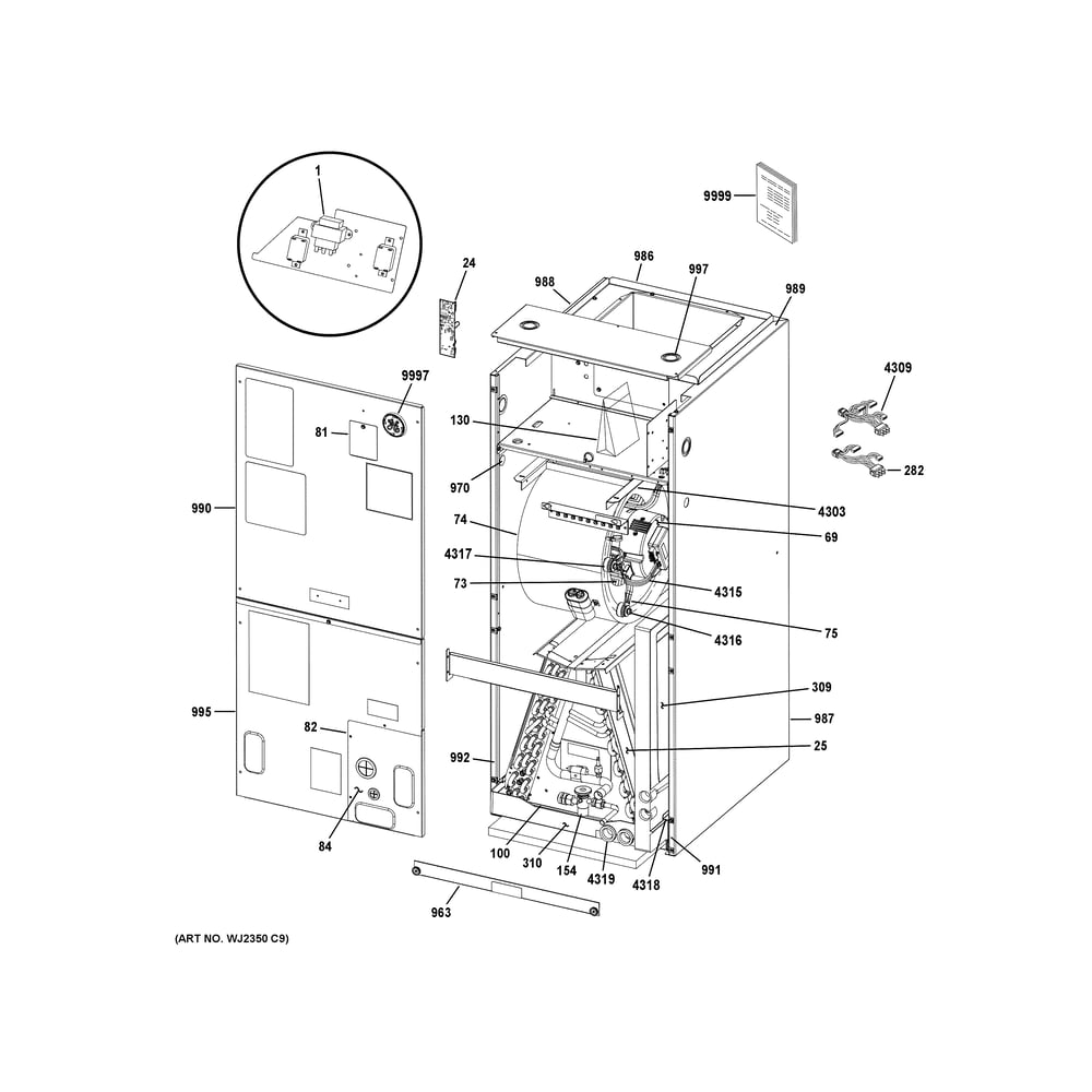 Room Air Conditioner Diagram and Parts List for NAM24V2TA452  General Electric Air Conditioner