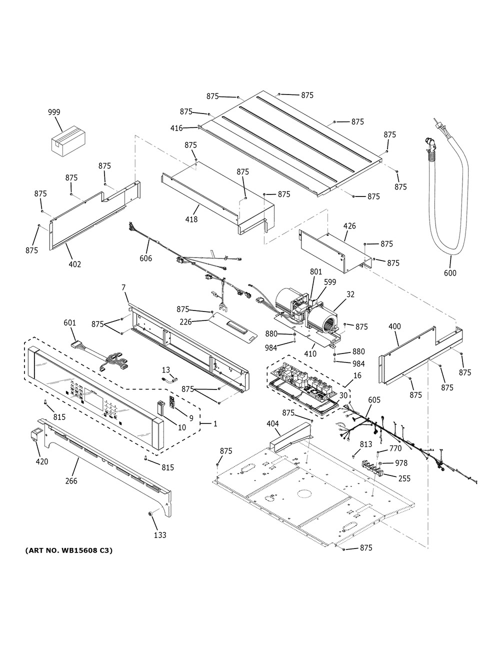 Control Panel Diagram and Parts List for JKS5000DN1WW  General Electric Wall Oven