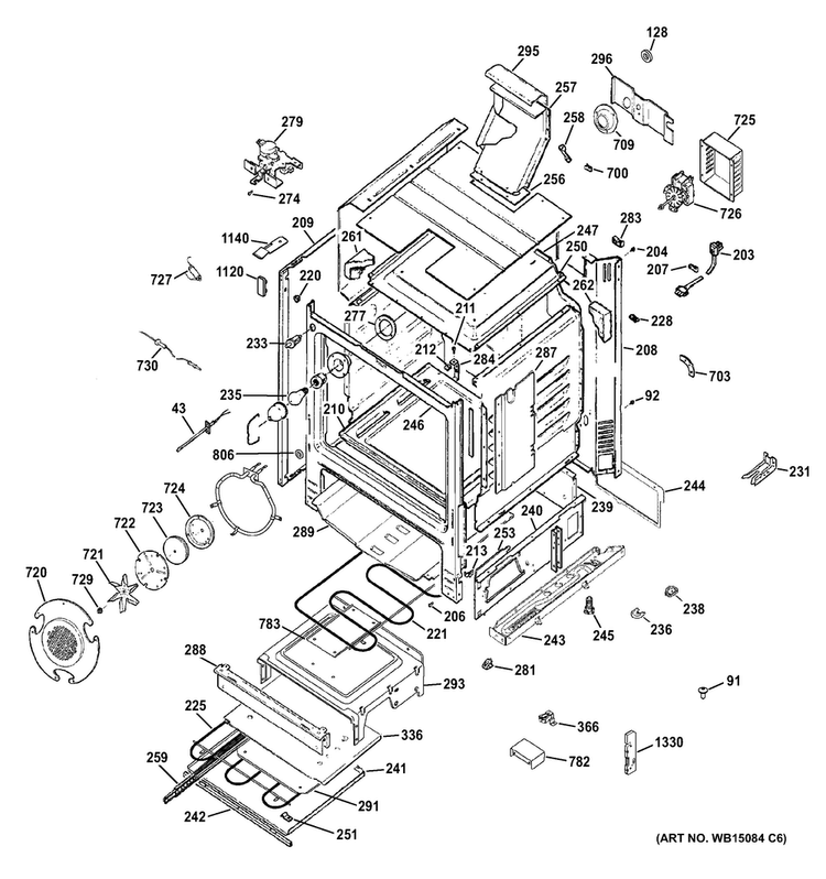 Body Parts Diagram and Parts List for CGS985SET7SS  General Electric Range