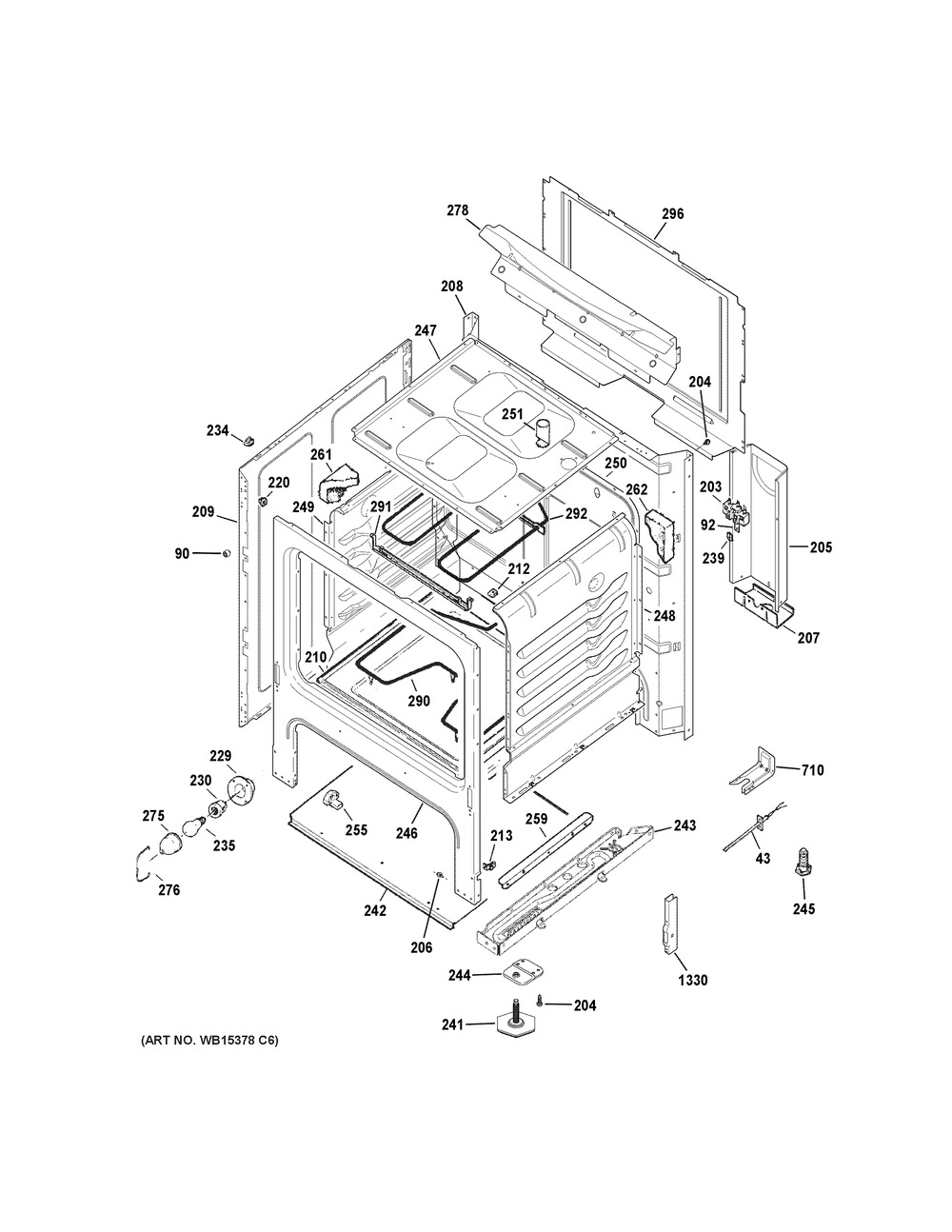 Body Parts Diagram and Parts List for JBS360DM1WW  General Electric Range