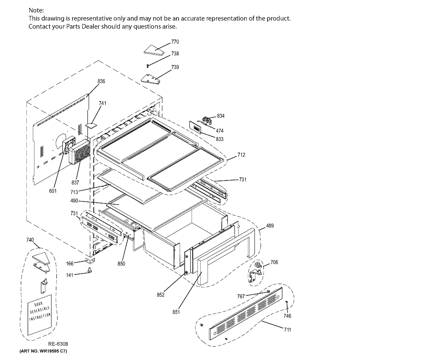CABINET & SHELVES Diagram and Parts List for ZIFS240HASS  General Electric Refrigerator