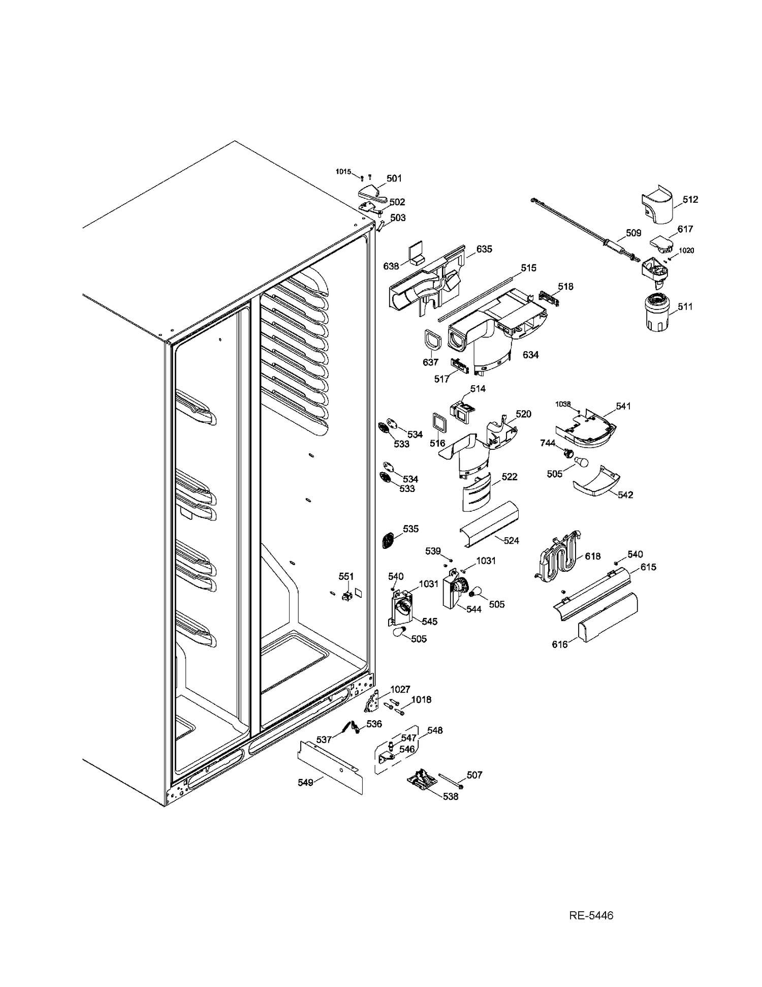 FF SECTION Diagram and Parts List for GSHF9NGYBCBB  General Electric Refrigerator