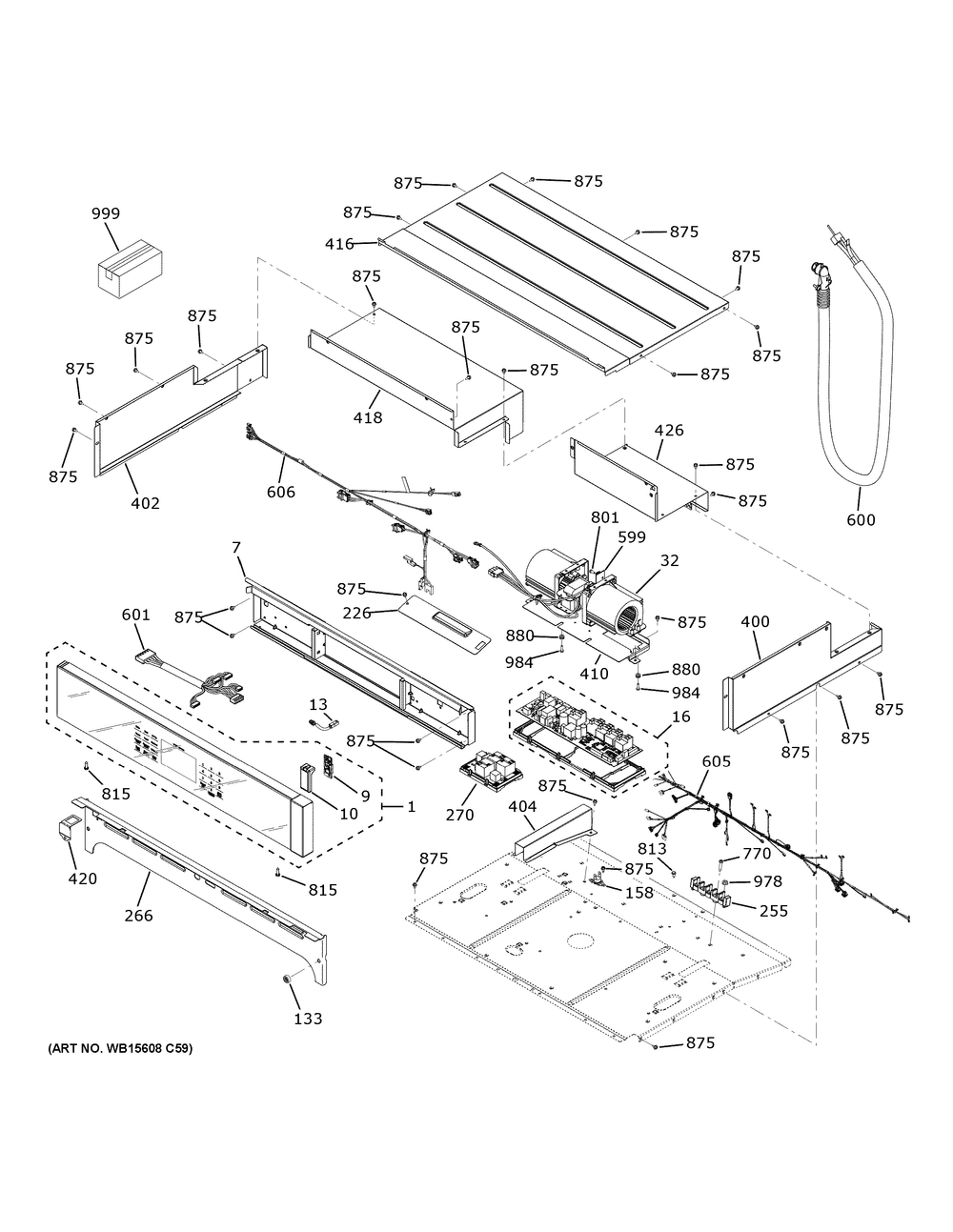 Control Panel Diagram and Parts List for JKD5000DV1BB  General Electric Wall Oven