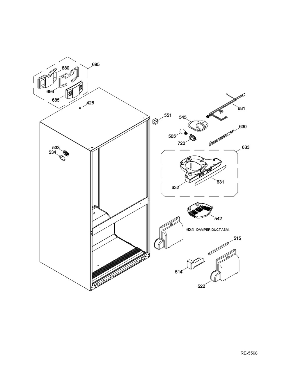Ff Functional Parts Diagram and Parts List for GDWF760V01SS  General Electric Refrigerator