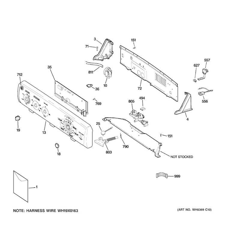 Controls & Backsplash Diagram and Parts List for GTAN4250D2WW  General Electric Washer