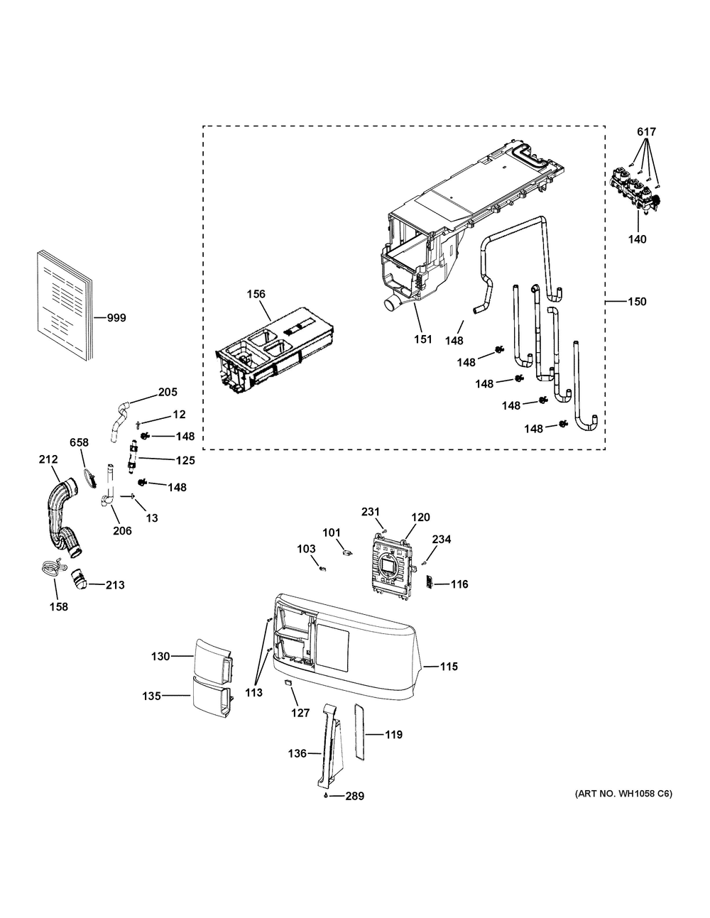 Controls And Dispenser Diagram and Parts List for PFQ83HSSW0WW  General Electric Air Conditioner