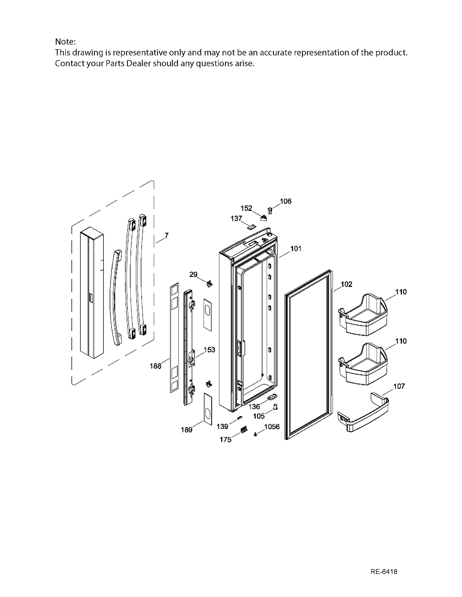 FF DOOR LT Diagram and Parts List for GNE21DGKAKWW  General Electric Refrigerator