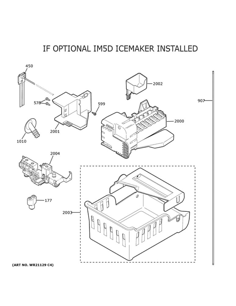 Optional Accessories Diagram and Parts List for GYE22GENFDS  General Electric Refrigerator
