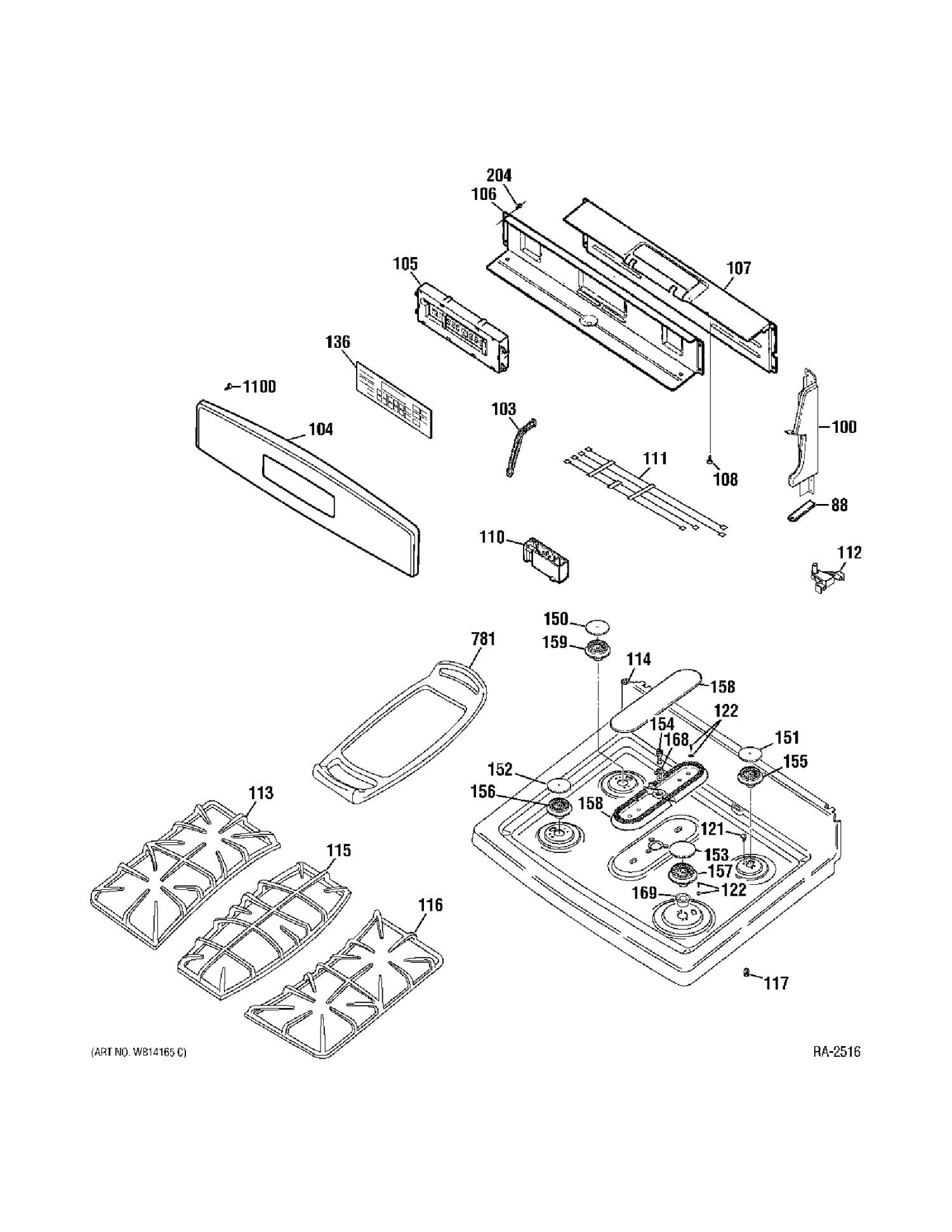 CONTROLS Diagram and Parts List for PCGB910SET1SS  General Electric Range