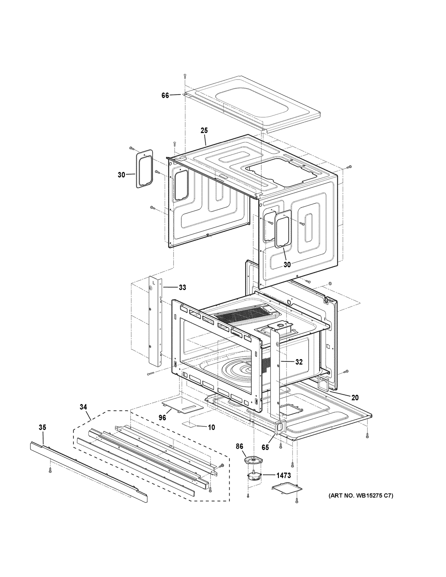 OVEN CAVITY PARTS Diagram and Parts List for PSB9120SF4SS  General Electric Wall Oven