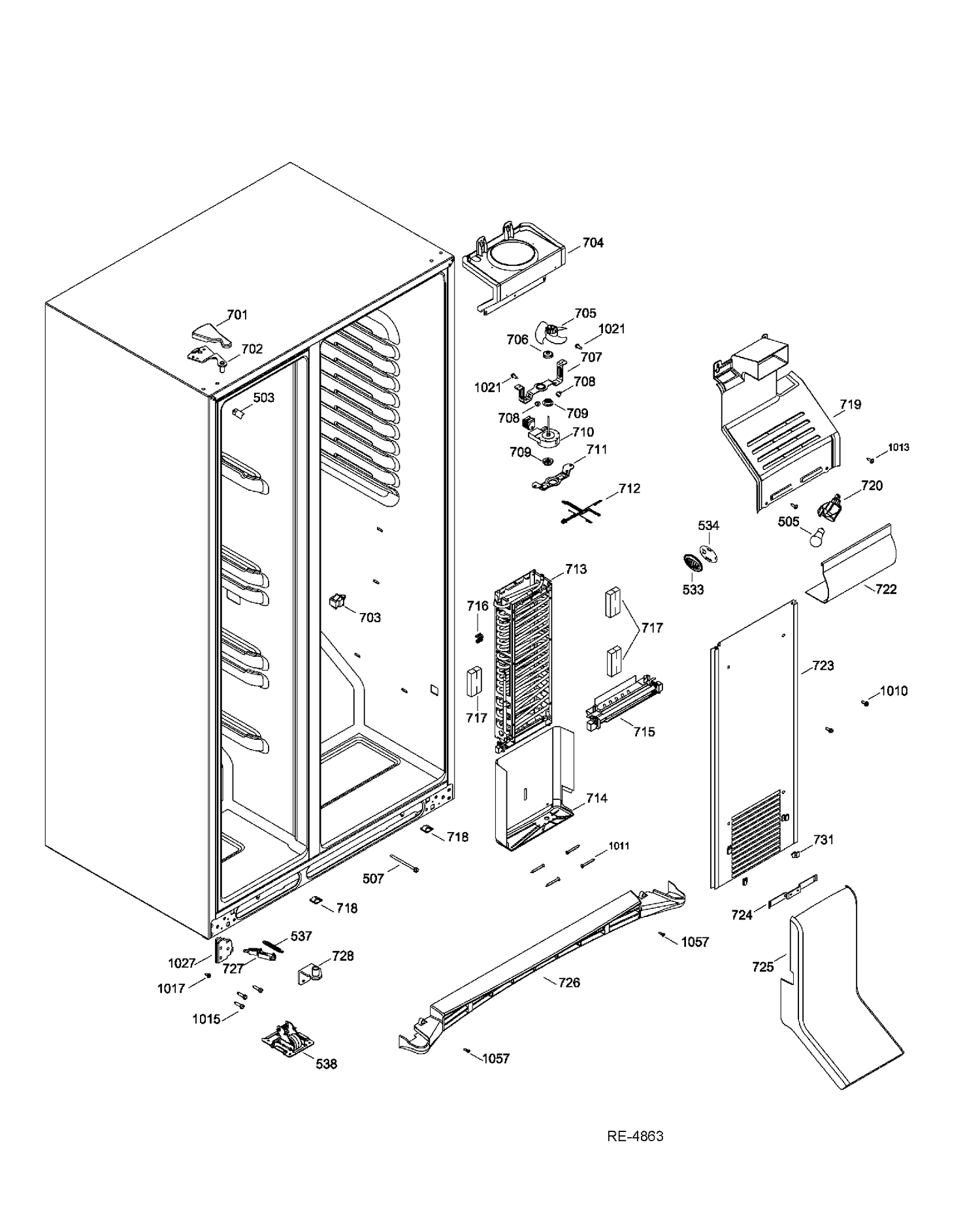 FZ SECTION Diagram and Parts List for GSRL3KLXIFLB  General Electric Refrigerator